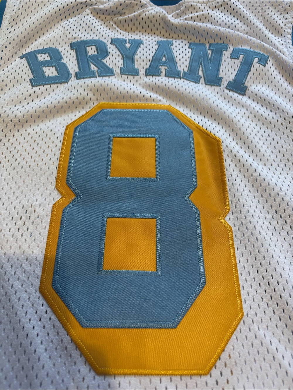 Crenshaw #8 Basketball Jersey in White and Teal - Picture 6 of 6